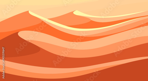 Abstract Desert Dunes Landscape, Warm Orange Gradient, Minimalist Style