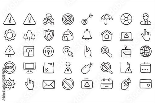 Error and Hazard Alert Line Icons for Compliance Platforms