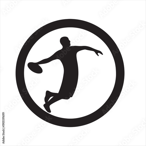 Disc golf throw vector silhouette outline logo design concept illustration 