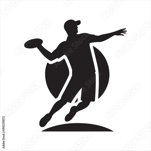 Disc golf throw vector silhouette outline logo design concept illustration 