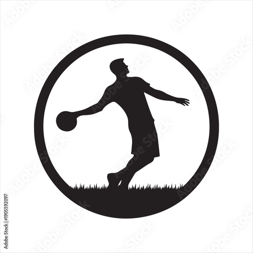 Disc golf throw vector silhouette outline logo design concept illustration 