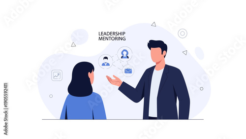 Business leadership mentoring and coaching concept, professional development illustration