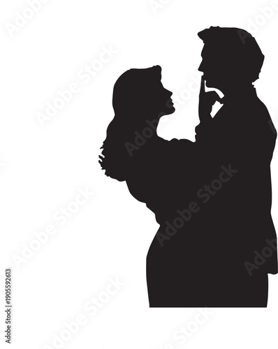 Silhouette of a couple dancing closely, showcasing elegance and romance.
