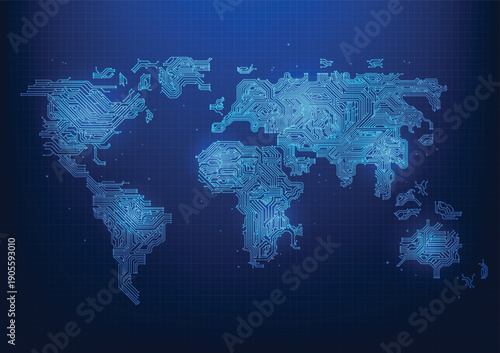 World map technology The world map is a technological cycle. People around the world who can access to technology Quick access to information allows technology to be further developed.