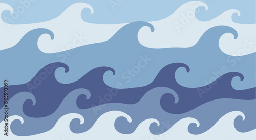 Abstract Ocean Waves Pattern - Blue Seamless Background