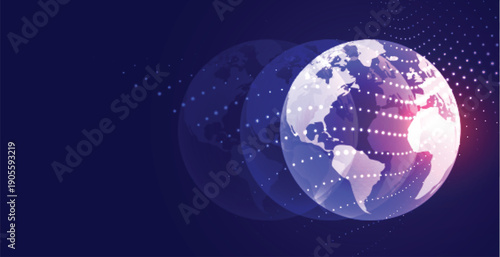 illuminated earth with particles flow background