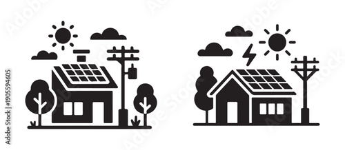 Alternative energy home icon set vector eps 10