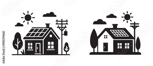 Clean energy solar house icon vector eps 10