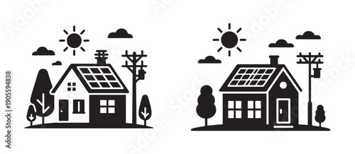 Clean energy solar house icon vector eps 10
