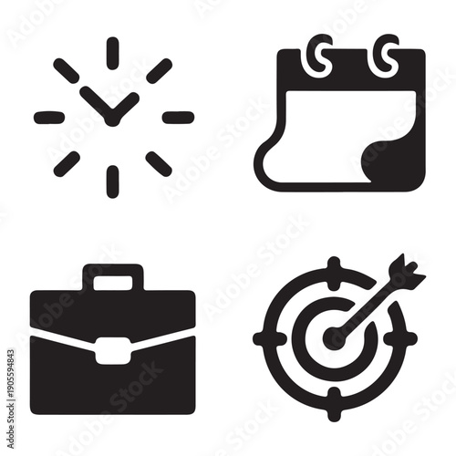 Work discipline professional time focus productivity silhouette vector illustration concept
