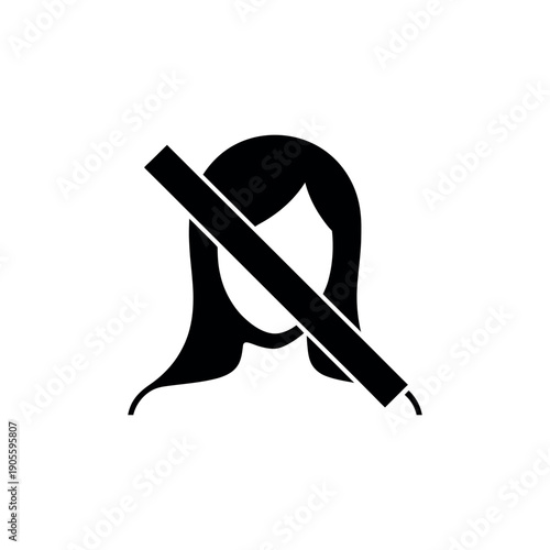 Black and white of a person with crossed out head and shoulders silhouette