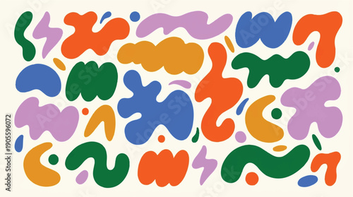 colorful abstract shapes on a beige background for design elements