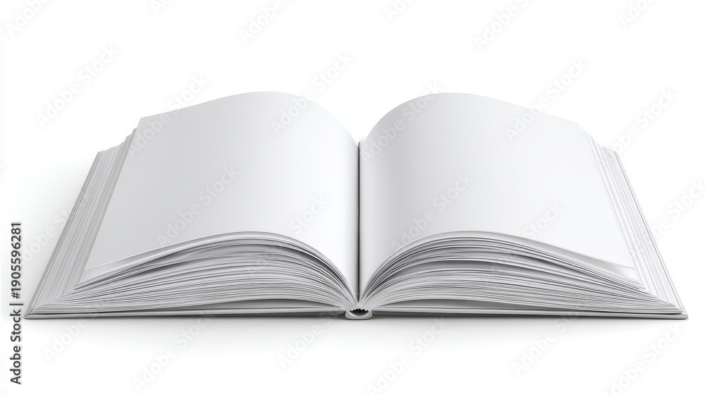 Fototapeta premium Open blank book with empty white pages isolated on white background