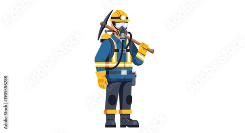 Firefighter in full protective gear standing.