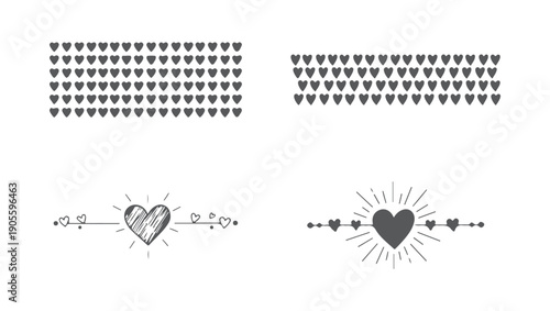 Hand Drawn Heart Borders and Decorative Dividers Set