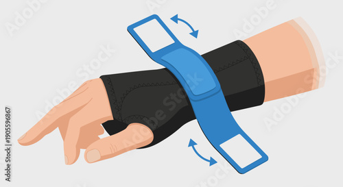 Wrist Support Brace on Human Hand.