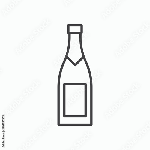 Champagne bottle icon design element isolated on white for web