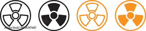 radiation warning sign yellow black icons set vector illustration design hazard danger symbol
