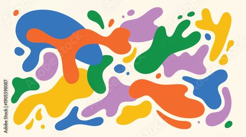 colorful paint splatters on cream background