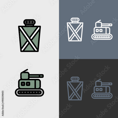 Military symbol or clipart set - filled and outlined symbols.