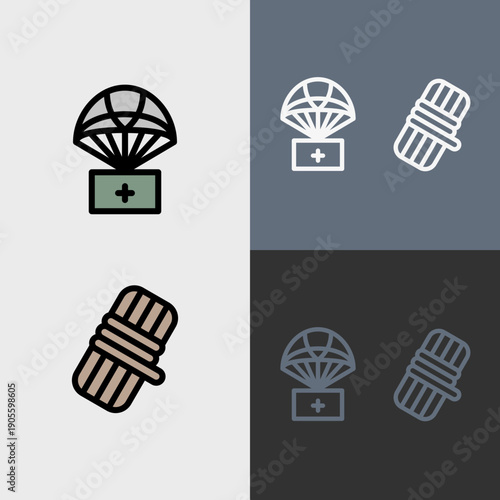 Military symbol or clipart set - filled and outlined symbols.