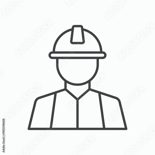 Construction worker icon design element isolated on white for web