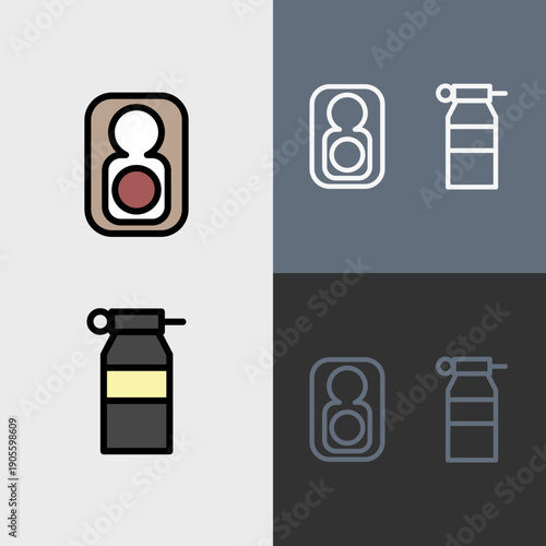 Military symbol or clipart set - filled and outlined symbols.