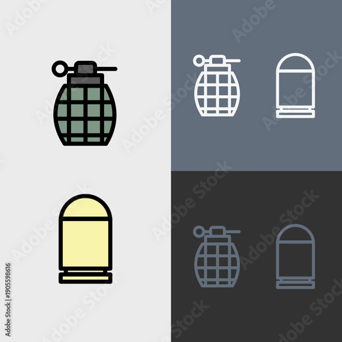 Military symbol or clipart set - filled and outlined symbols.