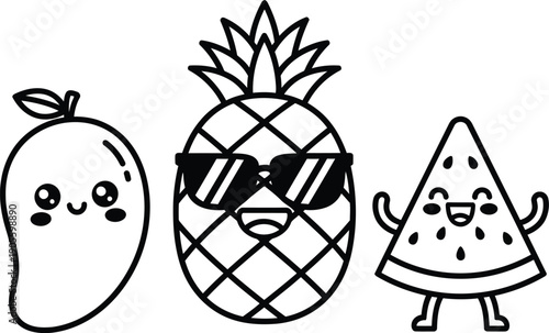 happy fruits vector illustration