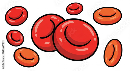 Collection of Red Blood Cells Illustration, Representing Circulation and Health
