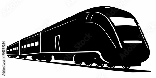 Sleek Modern Commuter Bullet Train Silhouette