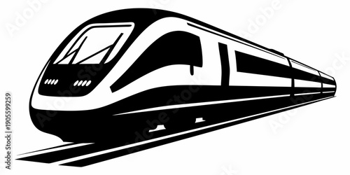 Modern High-Speed Bullet Train Silhouette Graphic