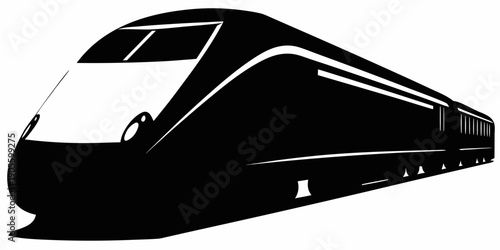 Modern High-Speed Locomotive and Bullet Train Silhouette Set