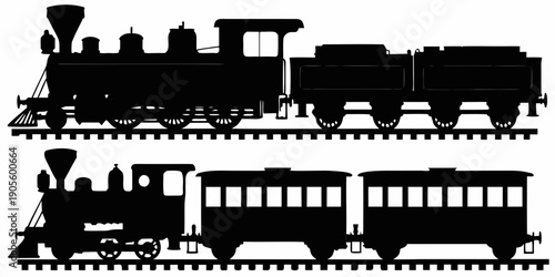 Historical Steam Train and Locomotive Silhouette Collection