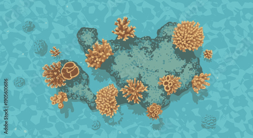 Coronavirus Particles with Spikes on Surface.