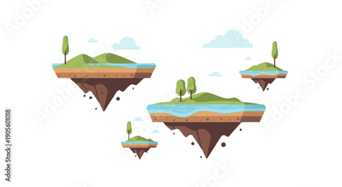 Floating Islands with Trees and Water.