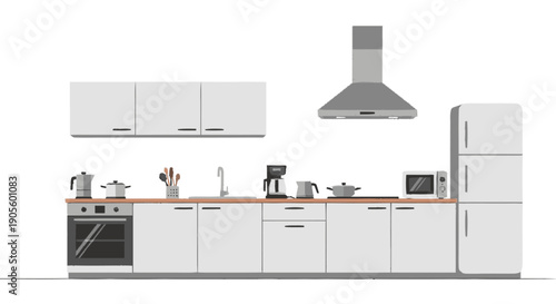 Modern White Kitchen Cabinets and Appliances.