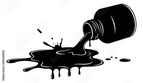 Stylized illustration of a bottle of ink depicting its contents spilling out for creative concepts