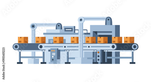 Industrial Manufacturing Machine with Conveyor System.