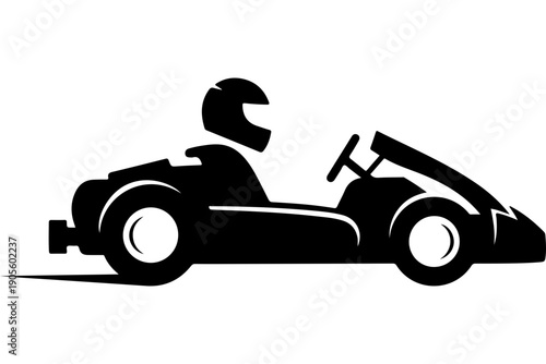 Go-Kart Racer Silhouette Vector Art