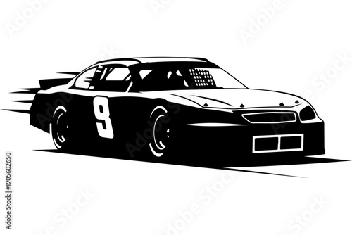 Black Race Car Number 9 SVG Vector