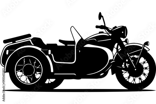 Vintage Motorcycle with Sidecar Illustration