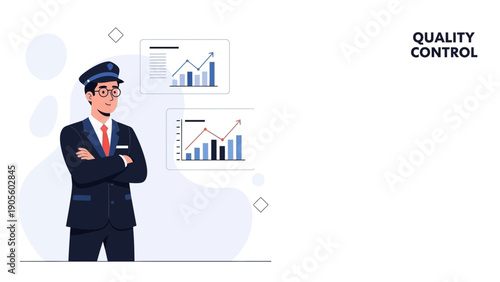 Quality Control Officer Overseeing Business Growth Charts