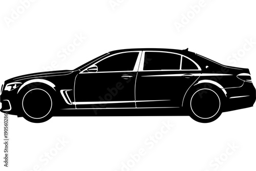 Black Luxury Sedan Vector Illustration