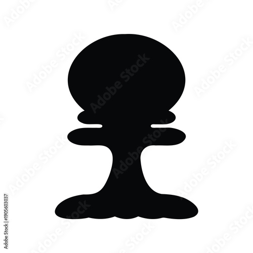 Silhouette of a tree shaped like an atomic explosion with a mushroom cloud