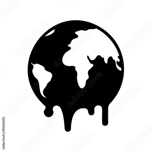 Melting Earth globe, global warming concept, environmental crisis depiction, abstract art