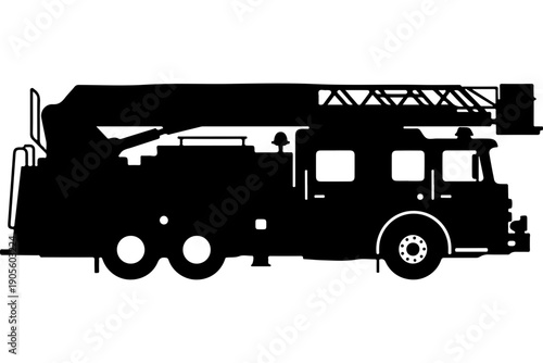 Fire Truck with Aerial Ladder Vector Illustration