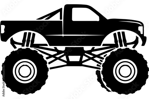 Monochrome Monster Truck SVG Vector