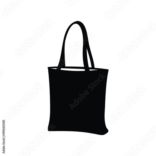Black tote bag icon with handle in a simplistic modern style