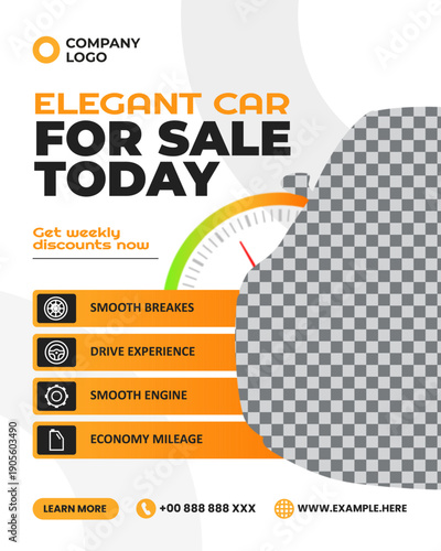 Elegant car for sale social media post template